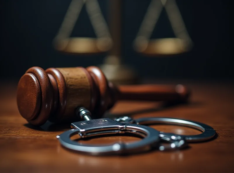 Conceptual image of a gavel and handcuffs representing corruption charges.