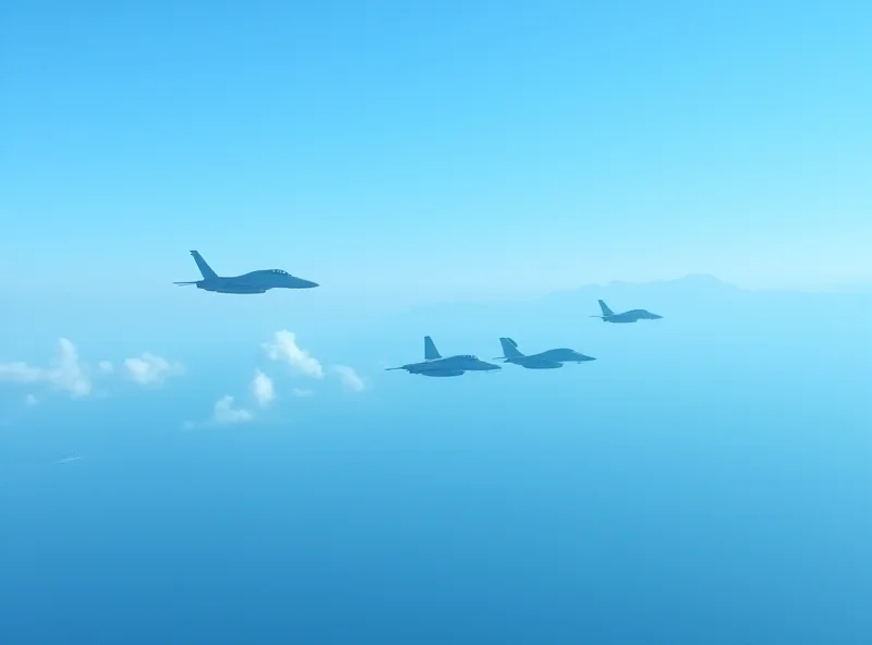 Image of Chinese military aircraft flying near Taiwan, as reported by Taiwanese Defense Ministry.