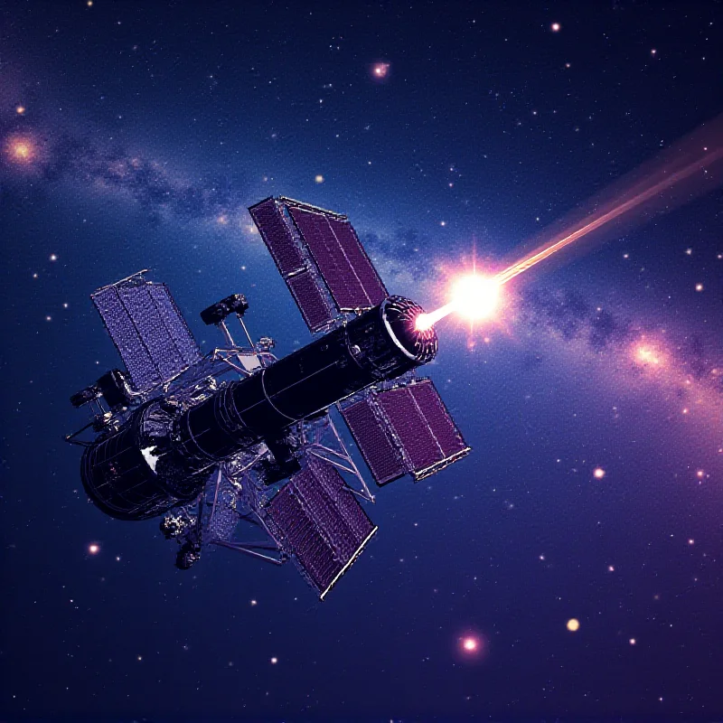 Conceptual illustration of the SPHEREx telescope in space mapping the sky in infrared