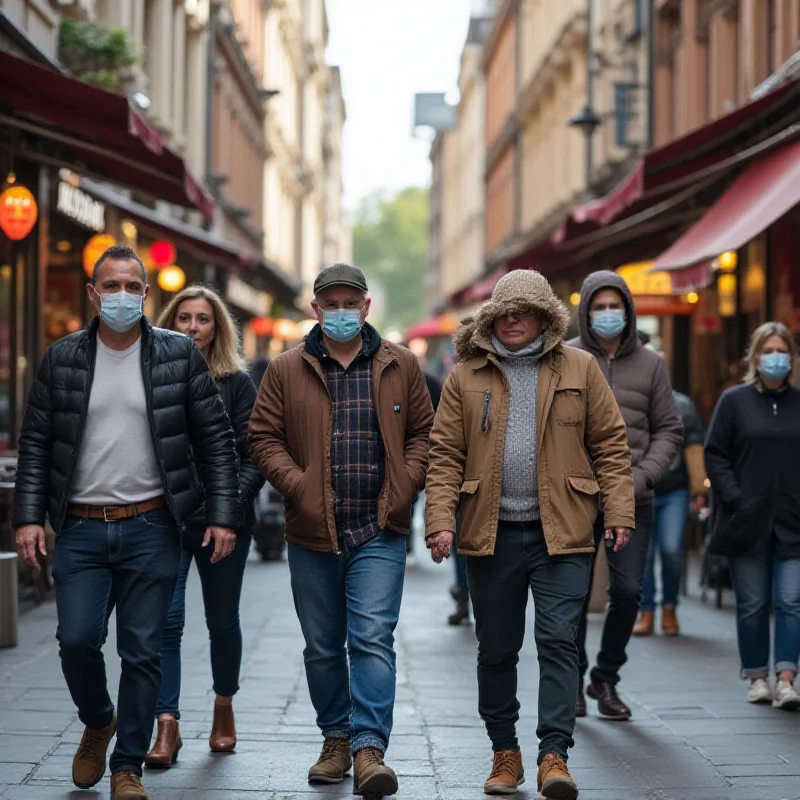 People wearing masks in a public setting