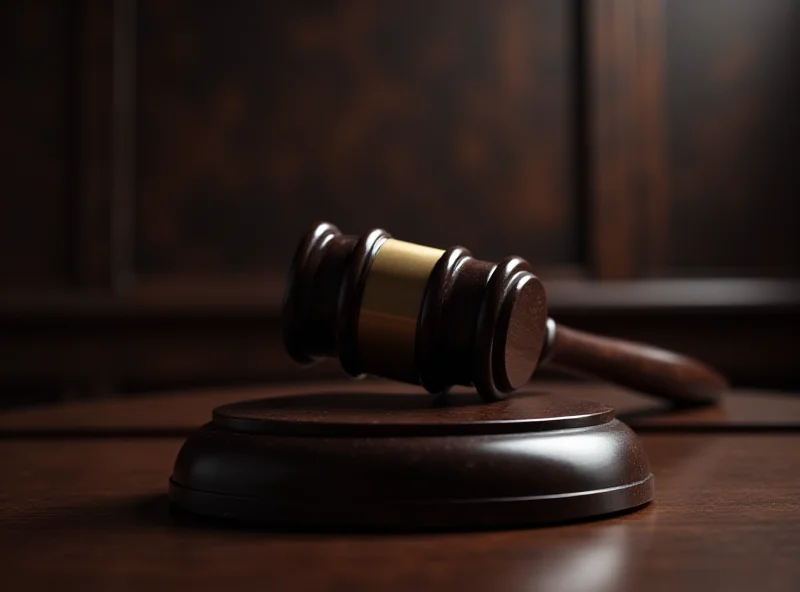 A gavel hitting a sounding block in a courtroom, symbolizing justice and legal proceedings.