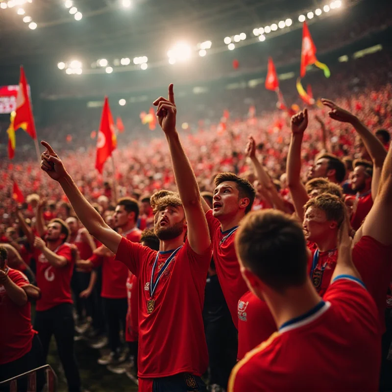 Fans cheering during a rugby match