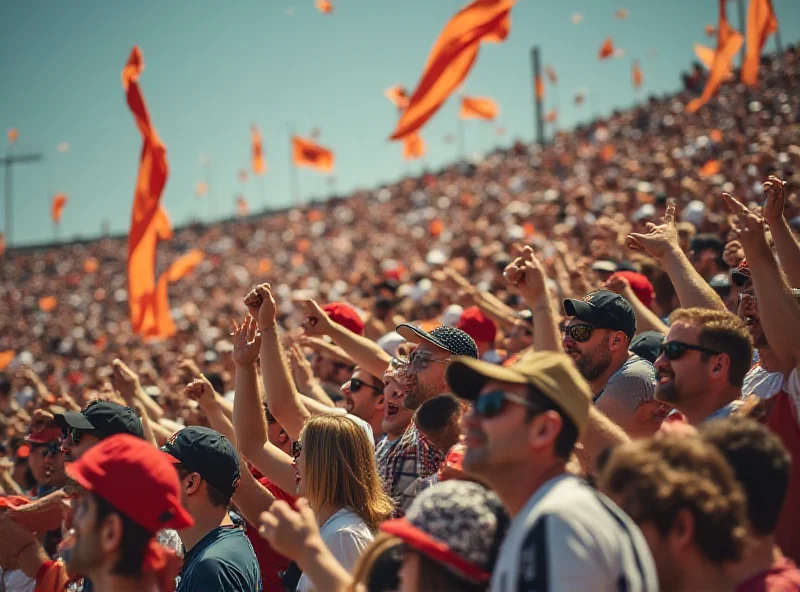 Crowd cheering during a cricket match