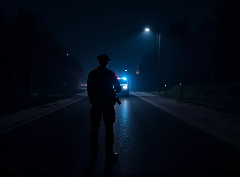 Police officer stopping a car at night.