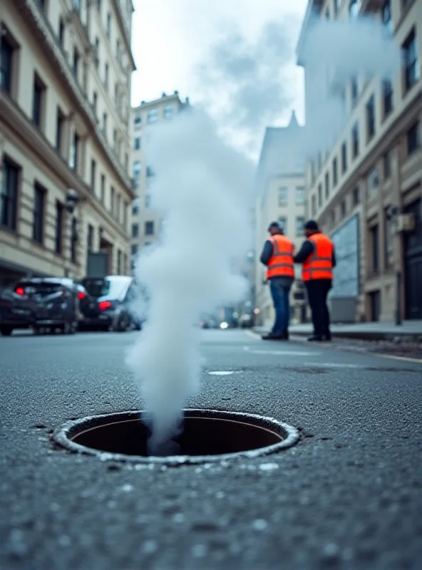 A smoke generator being used to inspect a sewage system.