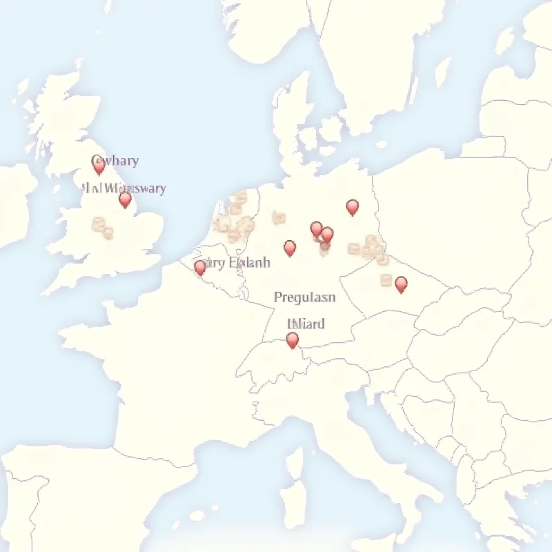 A map showing the locations of Warsaw, Owczary, Harlev, and Prague.