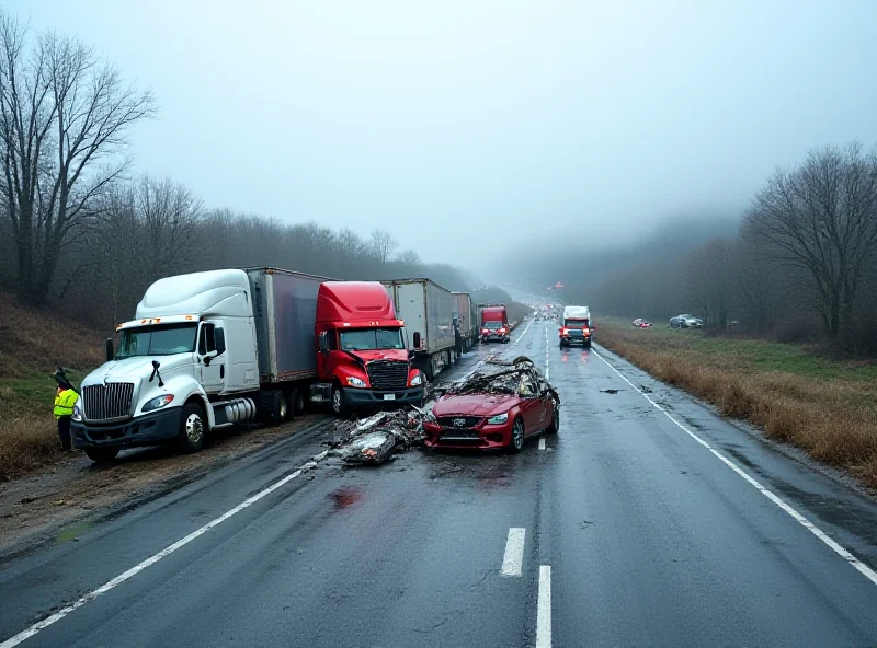 Wreckage of a truck collision on a highway