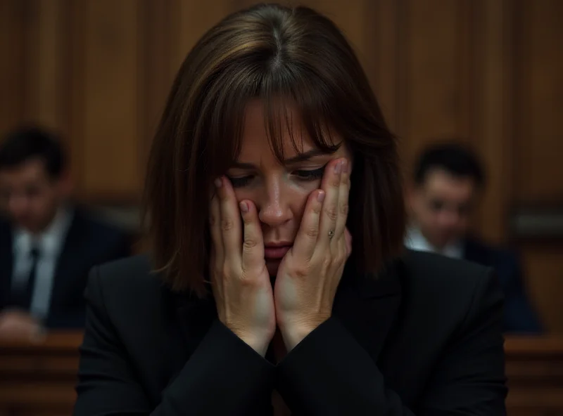 Natalie Cochran in court, looking distraught.