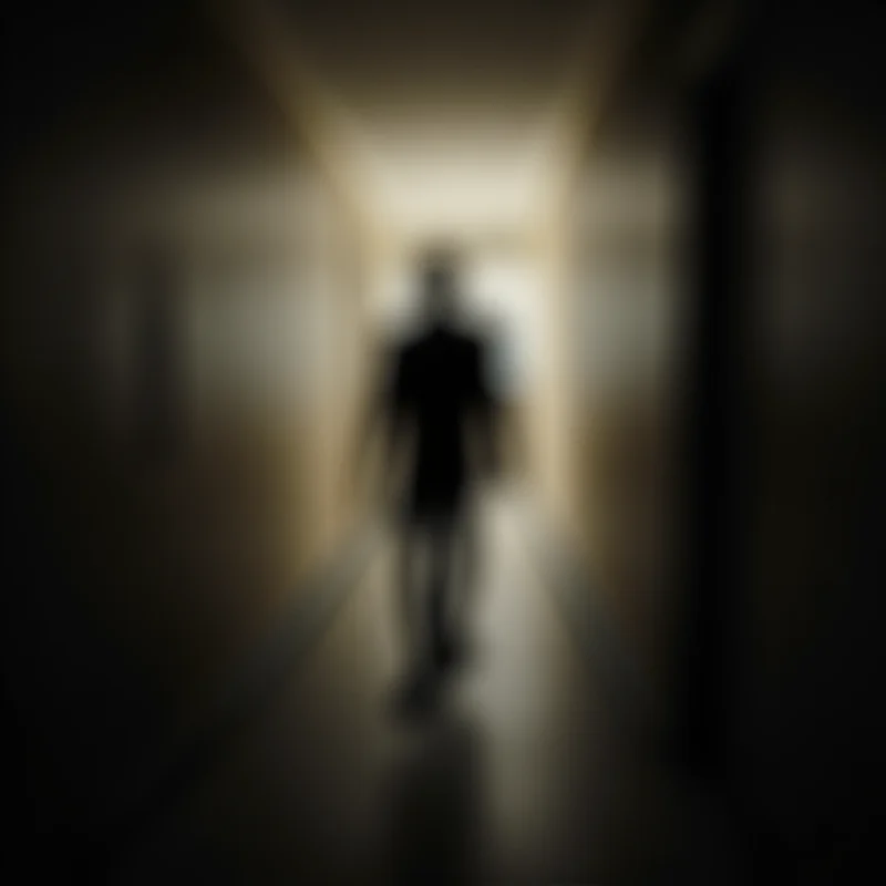 A blurred image of a person walking away from the camera, symbolizing escape and mystery.