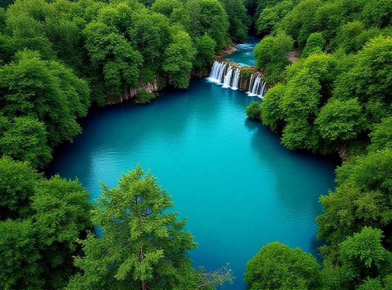 Aerial view of Plitvice Lakes National Park in Croatia