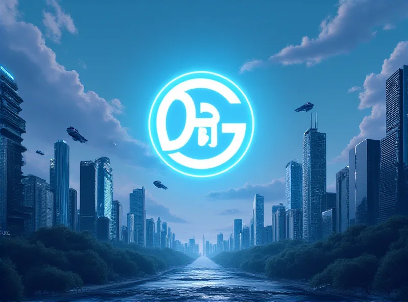 A futuristic cityscape with a prominent BlockDAG logo in the sky, symbolizing innovation and progress in the cryptocurrency space.