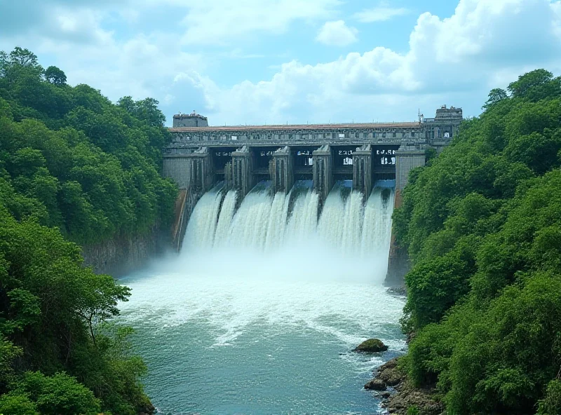 Hydroelectric dam in Paraguay, surrounded by lush green landscape