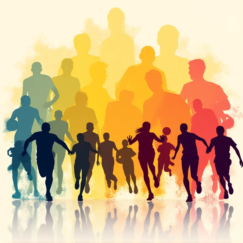 Silhouettes of athletes running, representing diversity and inclusion in sports