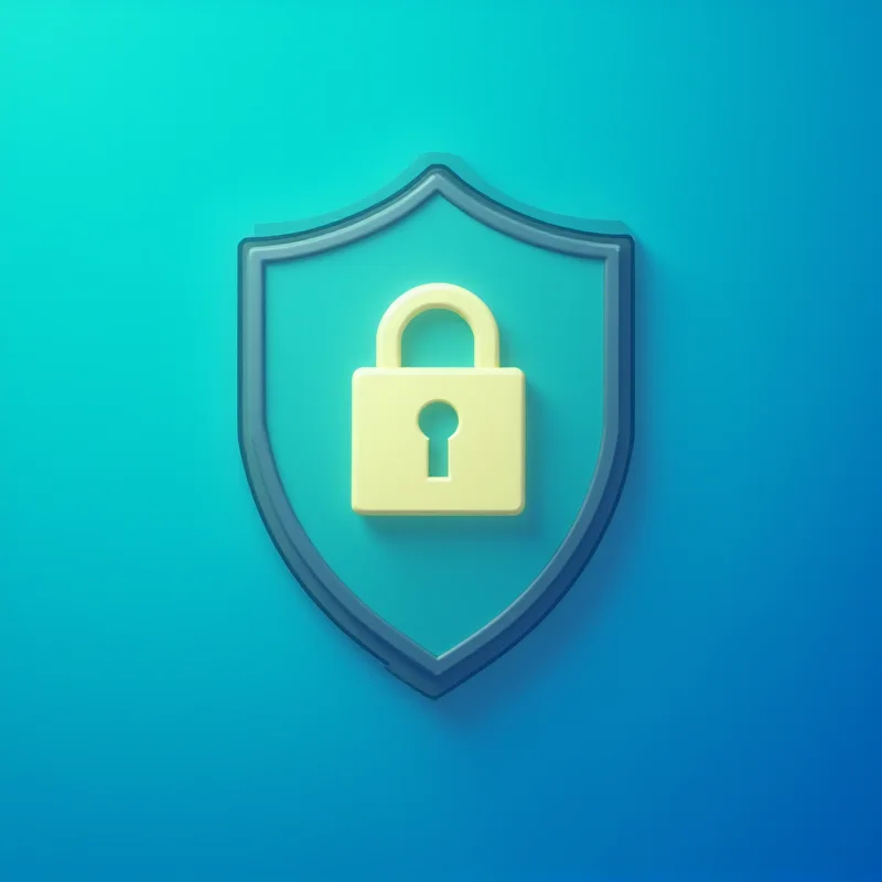 A digital rendering of a shield with a lock symbol inside, representing online safety and security.