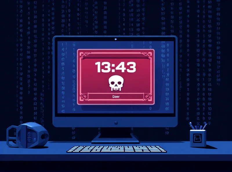 Illustration of a computer screen with ransomware warning message