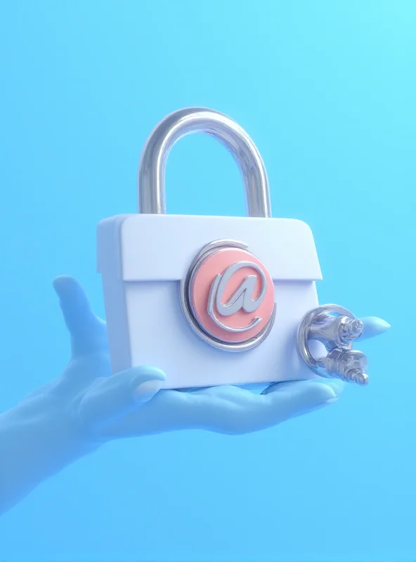 Illustration of a person securing an email icon with a lock and key.