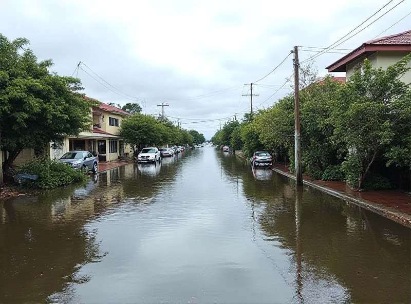 A flooded street in Reunion Island after Cyclone Garance.