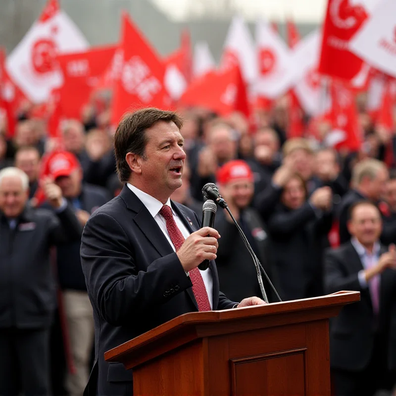 Tomio Okamura giving a speech at a political rally.