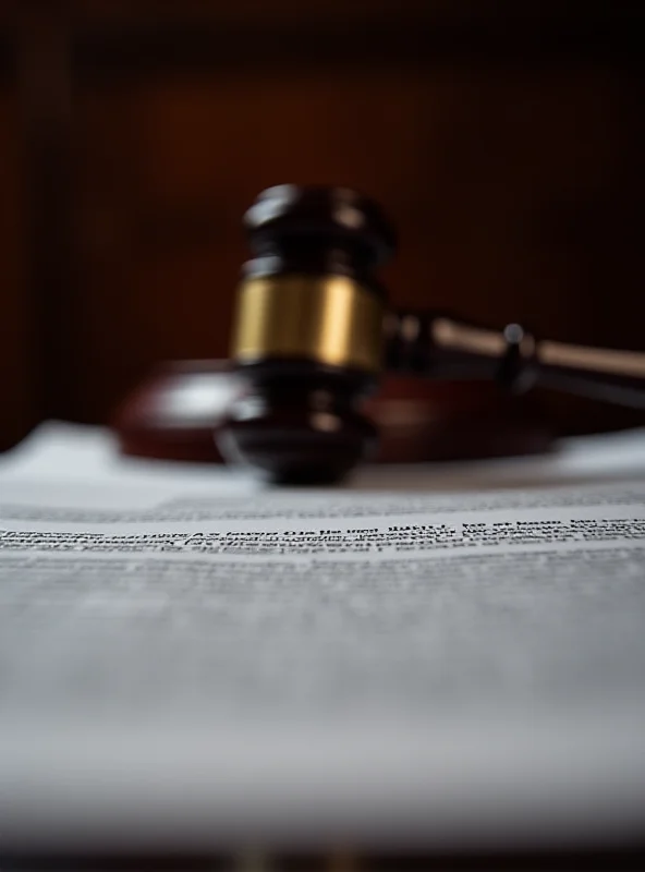 A gavel resting on a stack of legal documents in a courtroom setting.