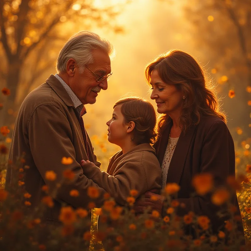 A movie poster for a Czech family film, showing a heartwarming scene between family members.