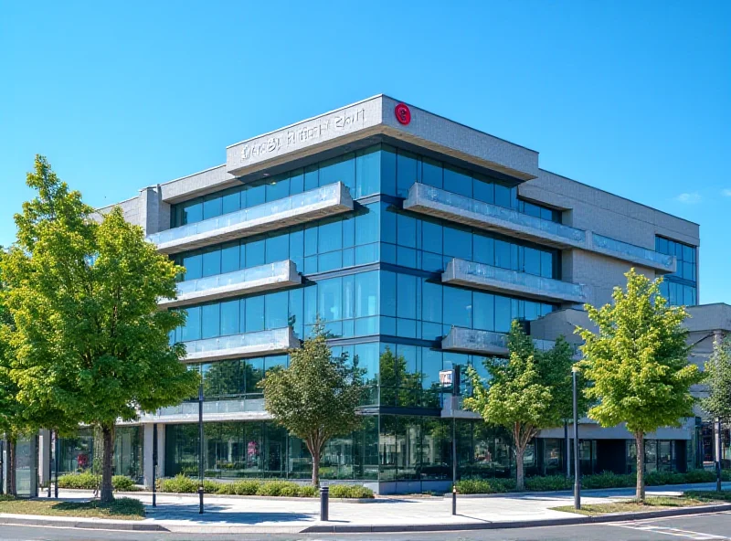 Exterior of Prague Services building in Prague, Czech Republic on a sunny day.