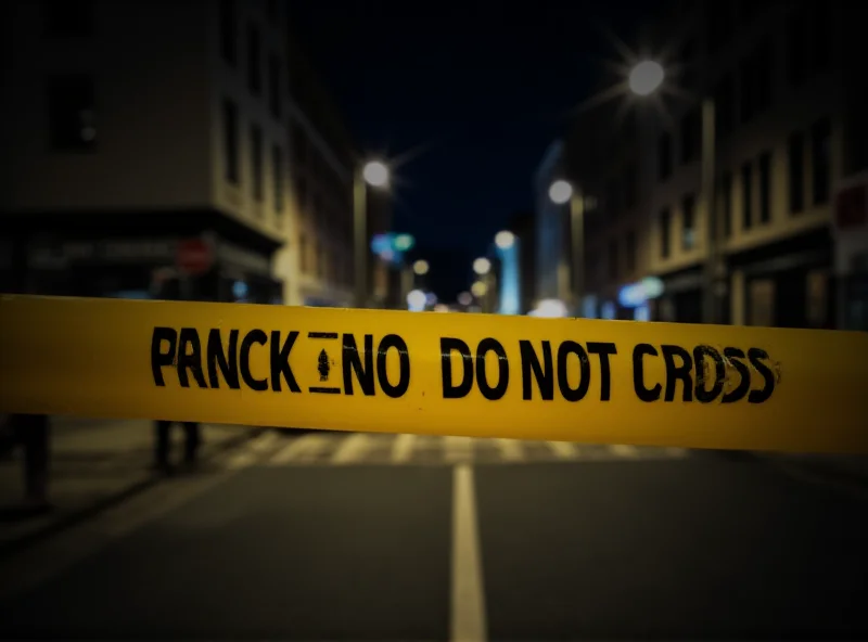 Police tape at a crime scene.