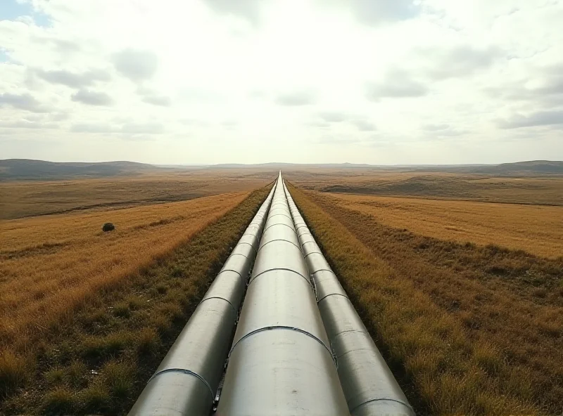 Oil pipeline stretching across a rural landscape