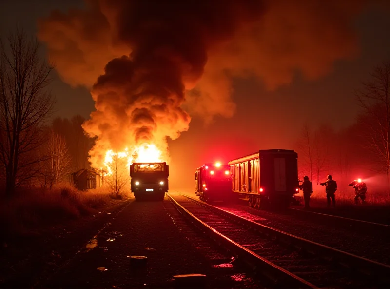 Czech firefighters battling a train fire