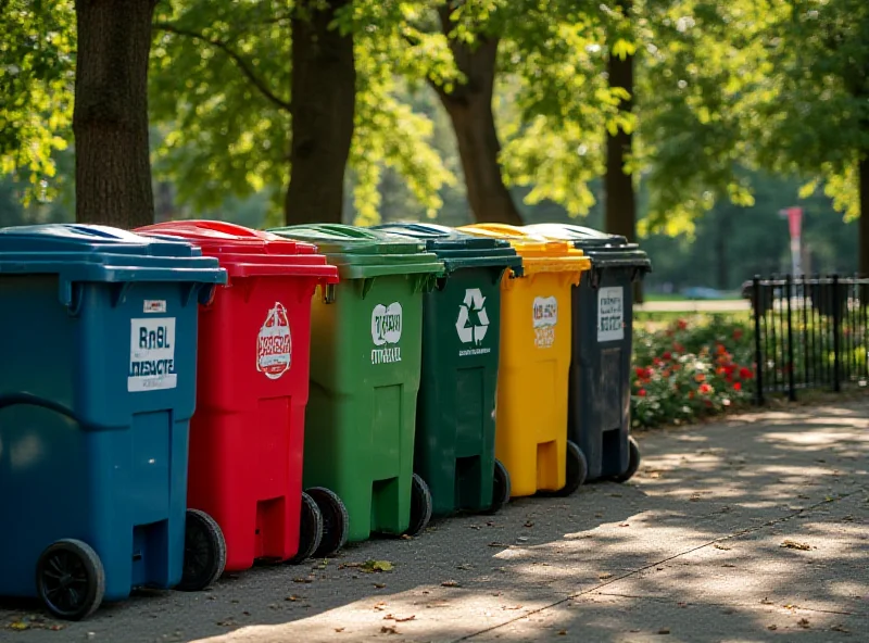 Colorful recycling bins in a Czech town