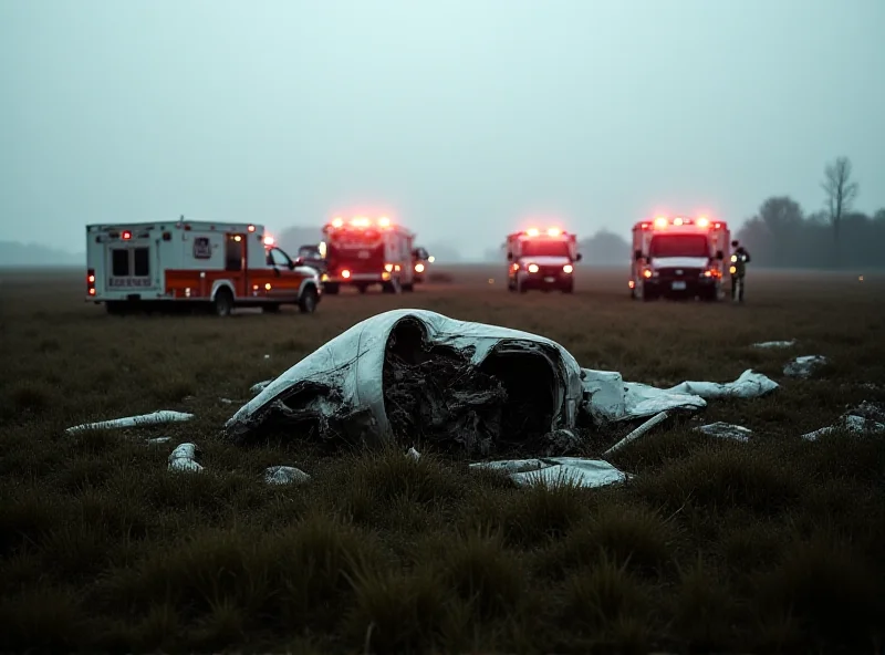 Wreckage of a small plane after a crash in a field