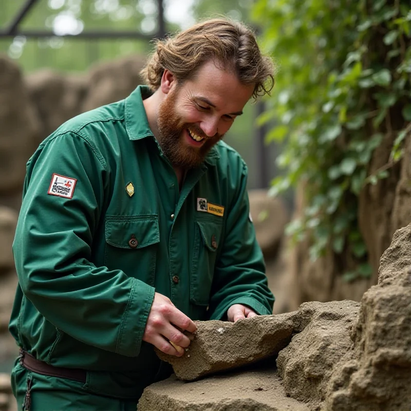 A zookeeper tending to an enclosure, showcasing the dedication to animal care