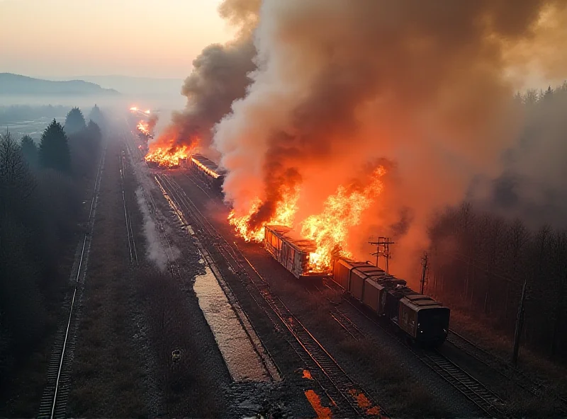 Drone footage of a train derailment and fire in the Czech Republic.