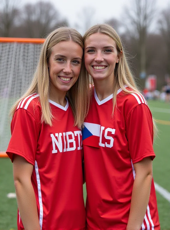 American sisters wearing Czech Lacrosse jerseys