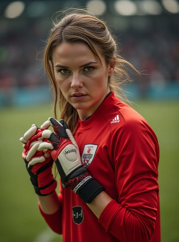 Nájemníková in her goalkeeping gear, looking focused and ready for action.