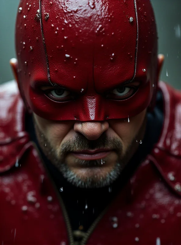 Close-up of Charlie Cox as Daredevil in costume