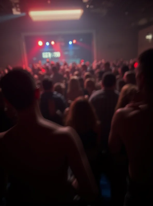 A blurred image of a crowded party scene with people drinking alcohol.