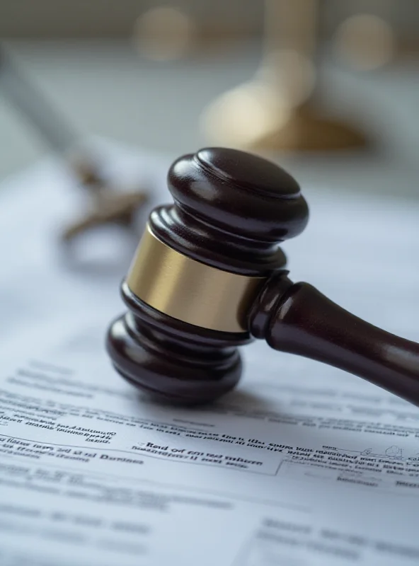 A gavel resting on legal documents, symbolizing the pursuit of justice in court.