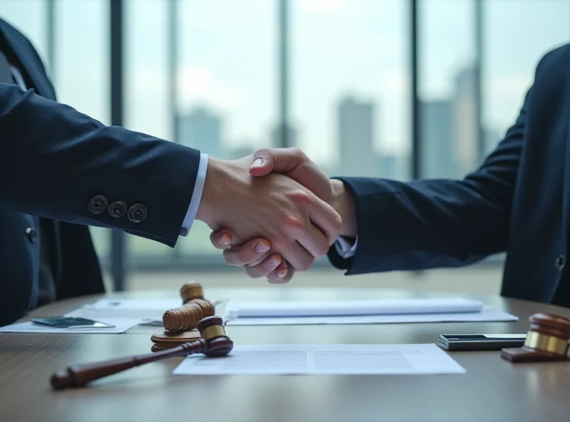 Negotiation table with a gavel and papers representing the legal agreement between DAZN and LFP.