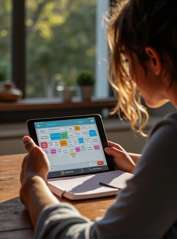 Person studying a new language on a tablet