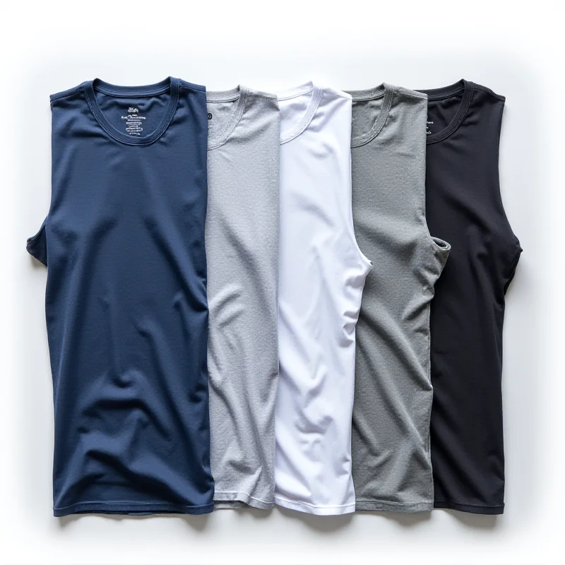 A collection of various t-shirts for men, including crewnecks and v-necks, showcasing different colors and fabrics.