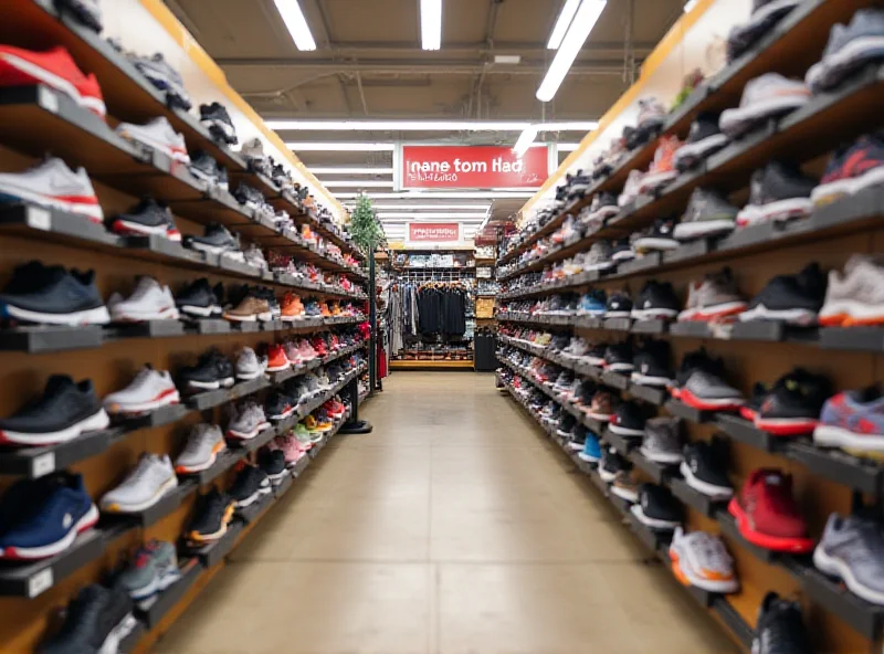 A variety of Brooks running shoes displayed on shelves in a Nordstrom Rack store.