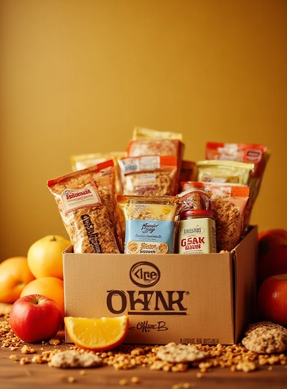 A close up shot of a Kroger Hour Back Box filled with various breakfast items like cereal, granola bars, and coffee, with the Kroger logo prominently displayed.