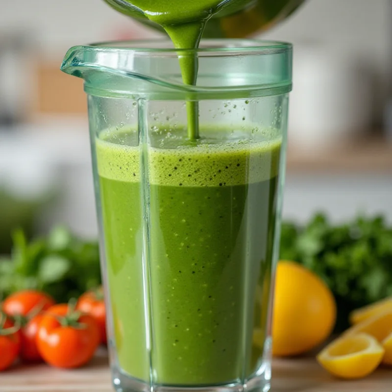 A person using a Vitamix blender to make a smoothie.