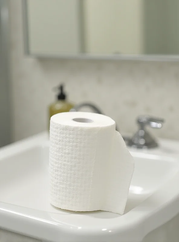 A roll of Angel Soft toilet paper with a soft, fluffy texture, displayed in a bathroom setting.