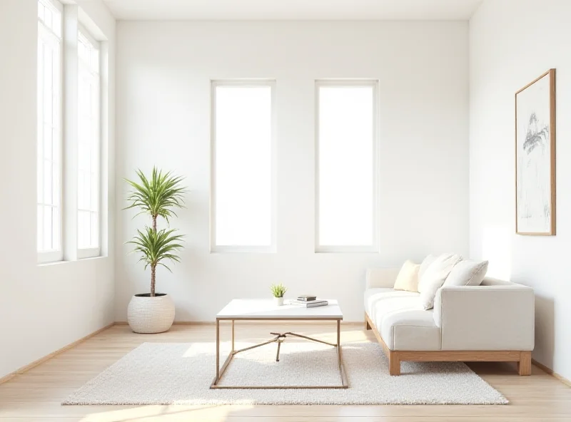 A clean, minimalist living room with few decorations.