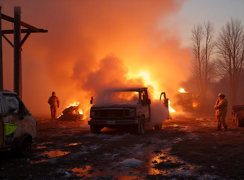 Burning wreckage after drone attack