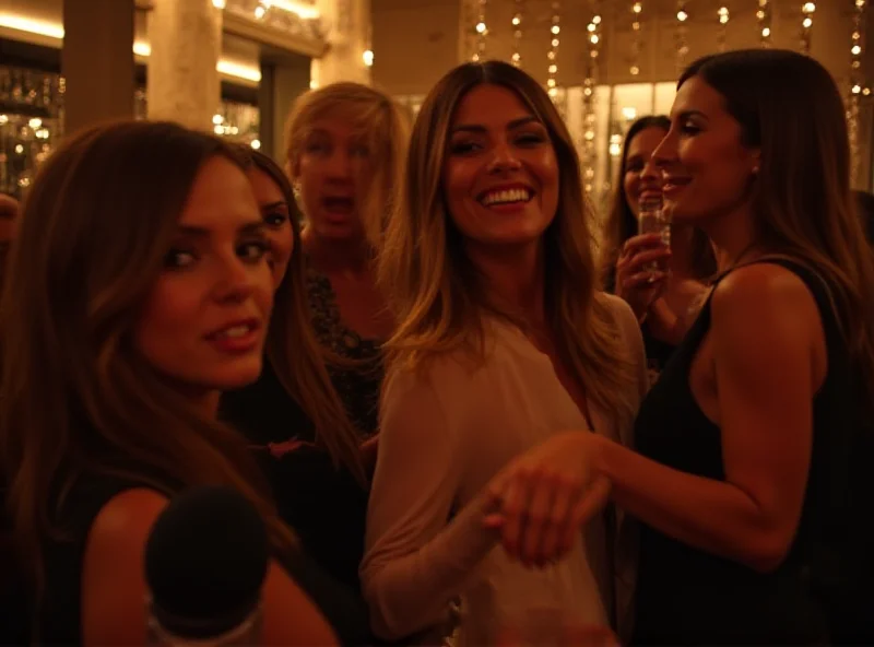 A group of celebrities laughing and talking at a Vanity Fair party