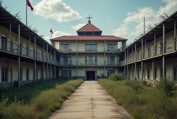 An image depicting a modern Texas supermax prison facility, emphasizing its high-security features and organized structure, with subtle visual cues hinting at rehabilitation programs.