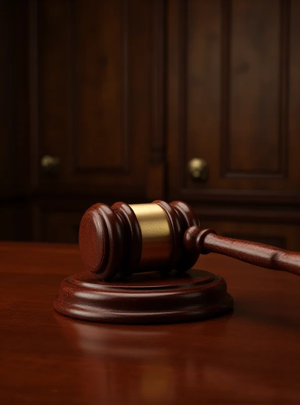 A gavel hitting a sounding block in a courtroom, symbolizing justice and legal proceedings