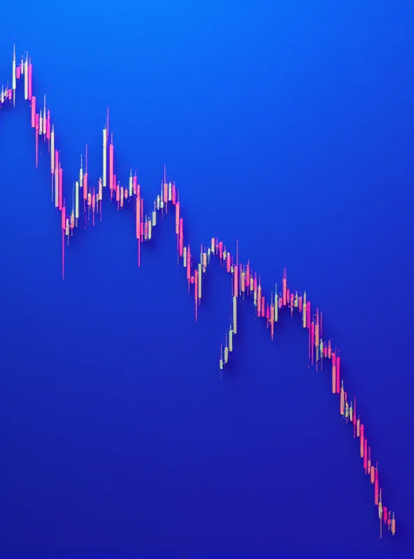 A downward trending line graph representing stock price decline.